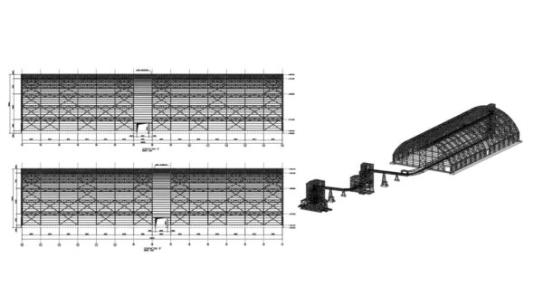 GMOP warehouse 130 m x 67.5 m. Mine project (Navarra - Aragón)