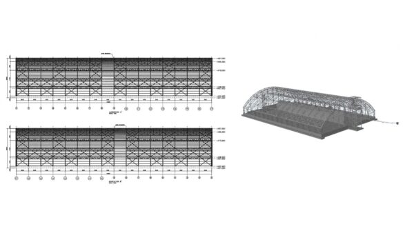 ROM warehouse with dimensions 130m x 79m. Mine project (Navarra - Aragon)