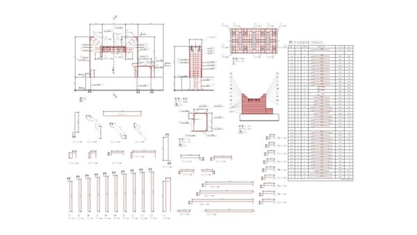 Exploded drawing of reinforcement in mill foundation. SANCEM project