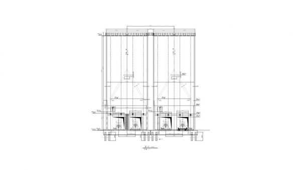 Silo para almacenamiento de cemento con capacidad de 5.000 Tm. Colombia. Plano de alzado. Proyecto MACEO