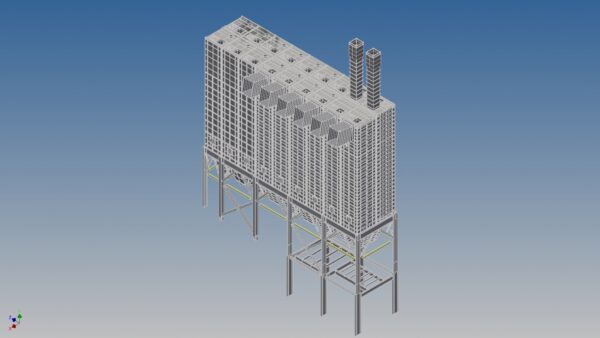 Hopper for food sector. 2.3m x 2.65m and 17,250m tall. Capacity 111 tons. SILOS JORDAN project