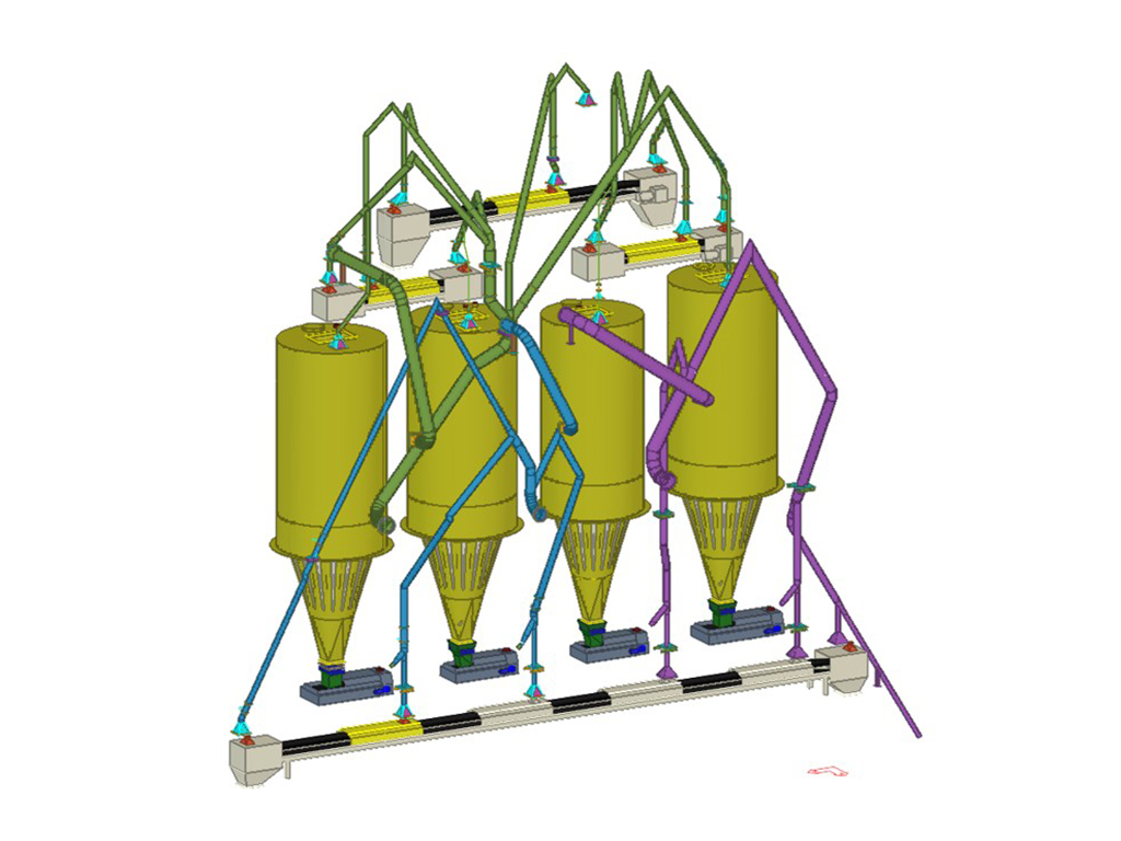 Dedusting, chutes and media piping engineering of project in Leamington, Utah (USA)