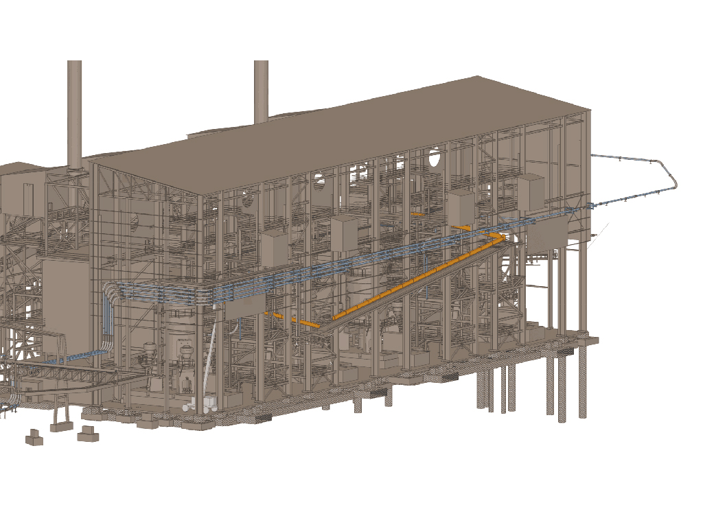 Detail engineering of steel supports for a pneumatic transport system in Ste. Geneviève (USA)