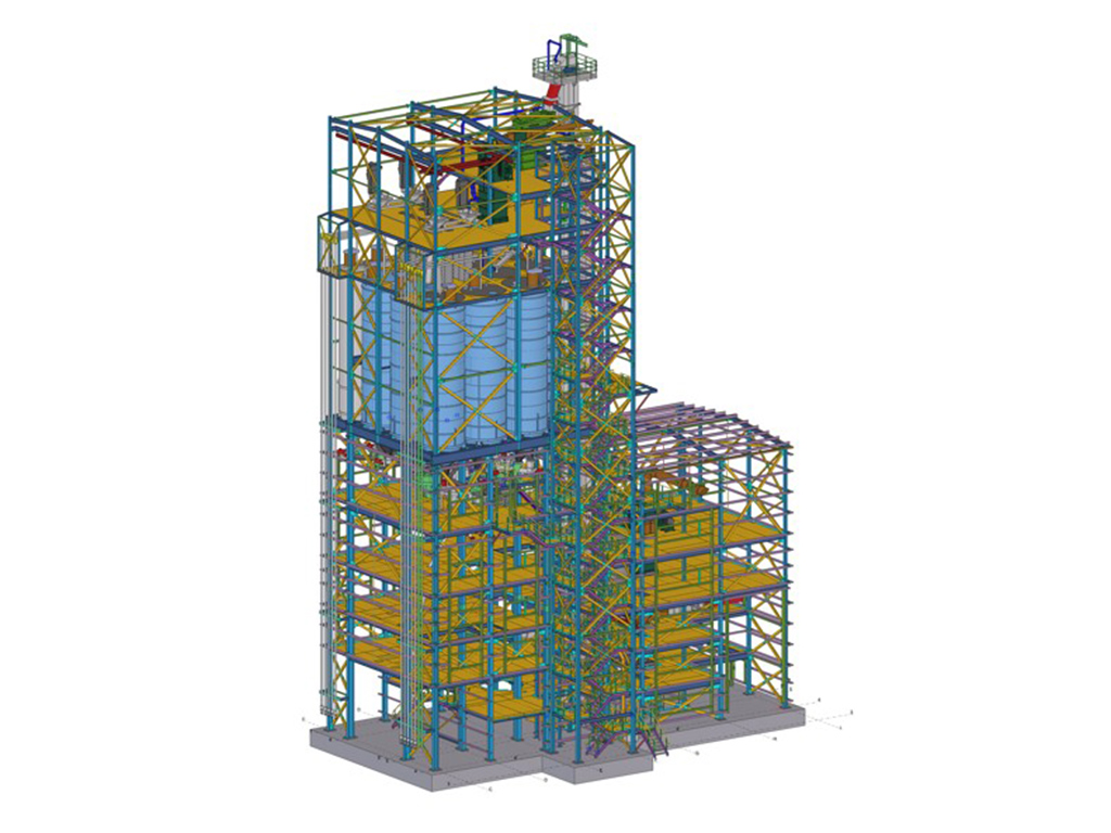 Ingeniería de estructura metálica para una nueva planta de mortero seco en Bulgaria